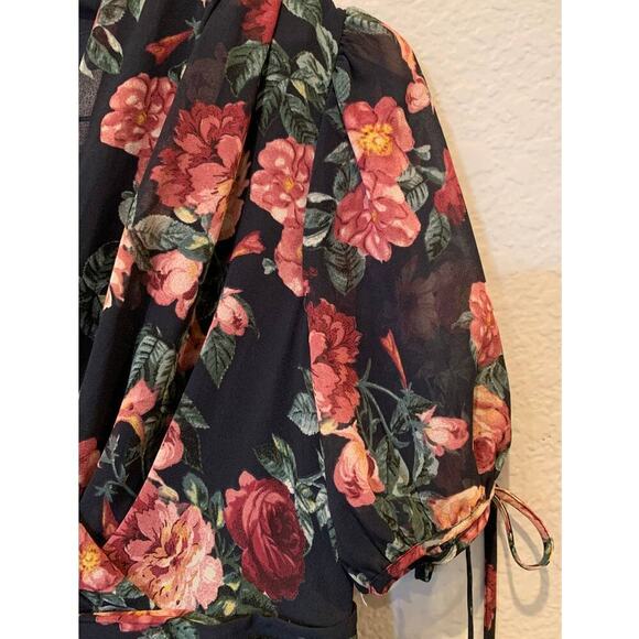 GAL MEETS GLAM COLLECTION Ashlynn Floral Print Chiffon Maxi Dress (US/6P) - Picture 6 of 9